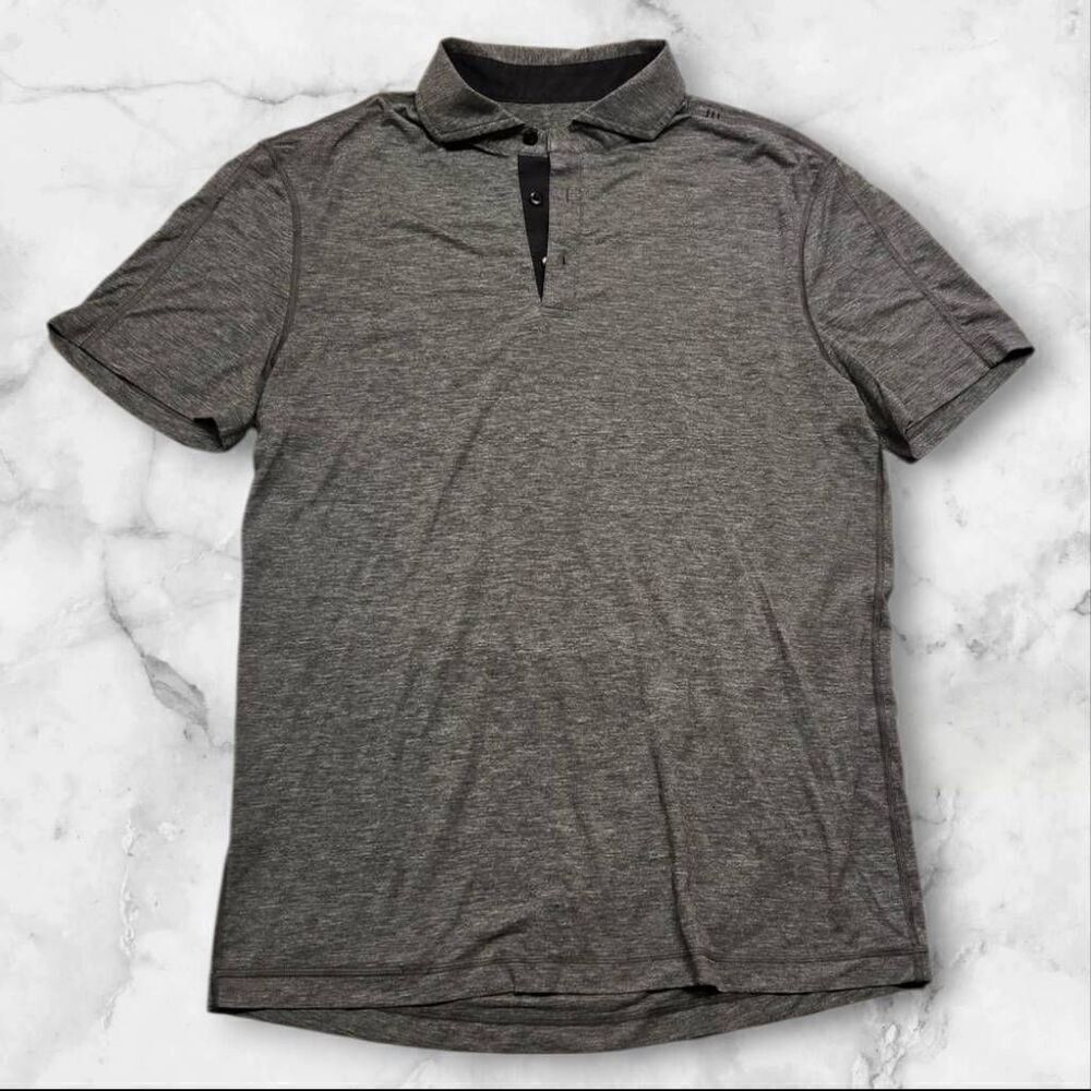 Lululemon Mens Size Large Gray Collared Short Sleeve